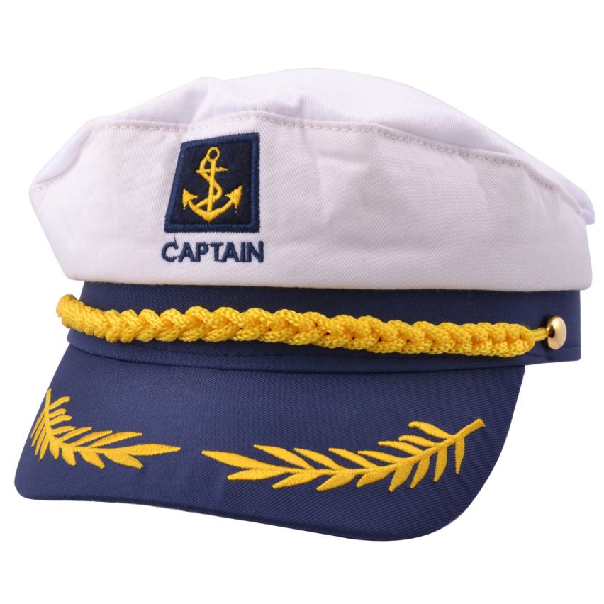 Maz Captain Adult Costume Yacht Hat - White-Blue
