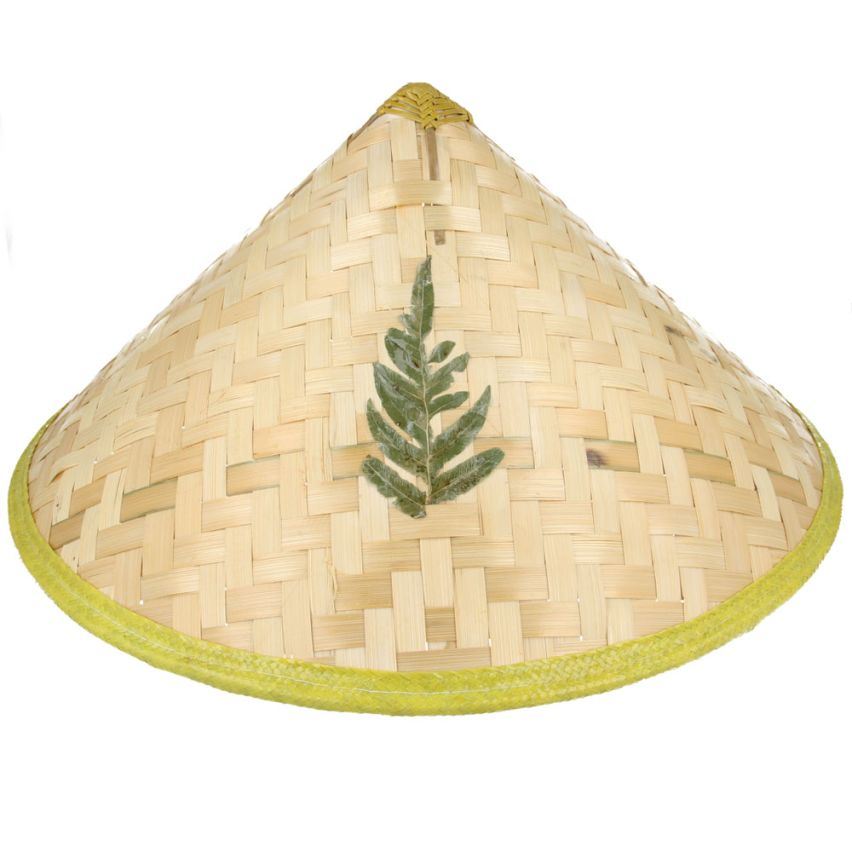Maz Chinese Oriental Vietnamese Coolie Straw Bamboo Farmer Fishing Sun Hat  - Natural