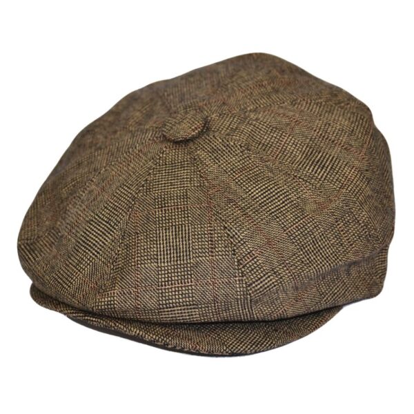 G&H Check Tweed Newsboy Cap - Brown