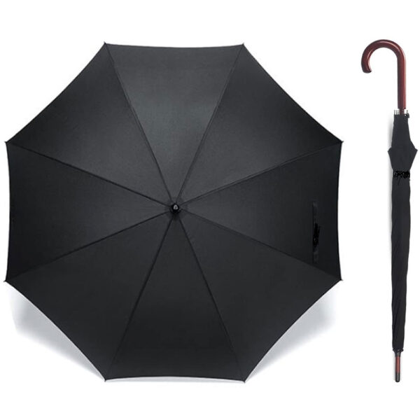 Maz Hooked Classic Anti-UV Sun/Rain Windproof Walking Umbrella - Black