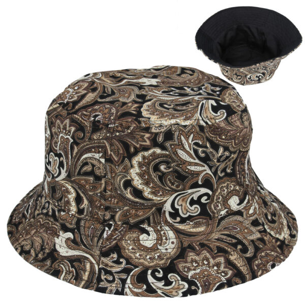 Carbon212 New Reversible Paisley Print Bucket Hat - Gold - Black