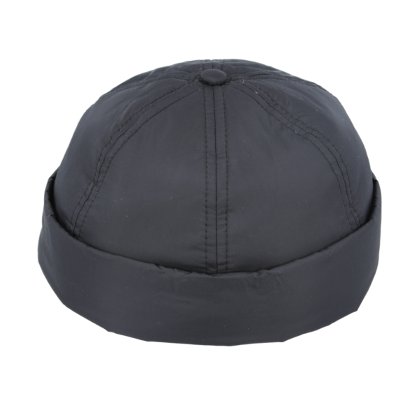 Maz Nylon Waterproof Docker Rolled Cuff Retro Fashion Brimless Hat - Black