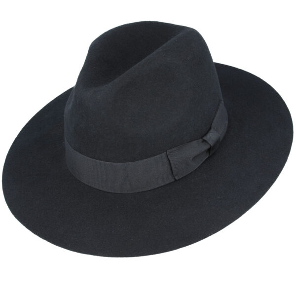 Gladwin Bond Stiff Wide Flat Brim Wool Fedora Hat