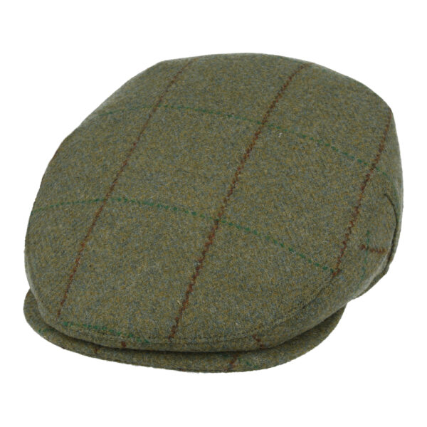 Maz Genuine Tweed Flat Cap With Durable Green & Red Stripe - Green