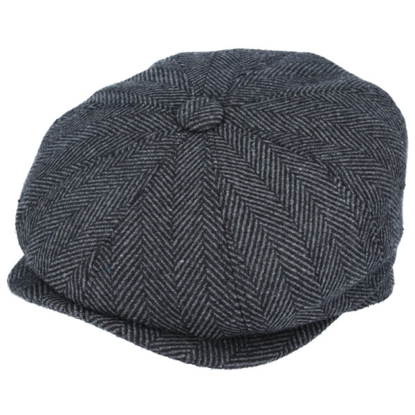 G&H Wool Herringbone Newsboy Cap - Grey