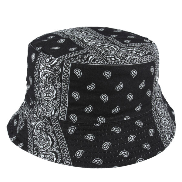 Maz Reversible Paisley Print Pattern Bucket Fisherman Hat - Black