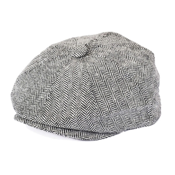 G&H Herringbone Newsboy Cap - Black-White