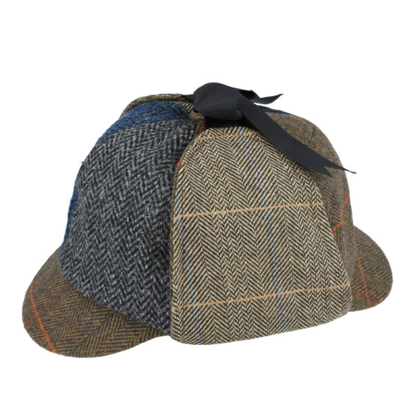 Maz Patchwork Wool Check Tweed Deerstalker Hat - Multi Colours