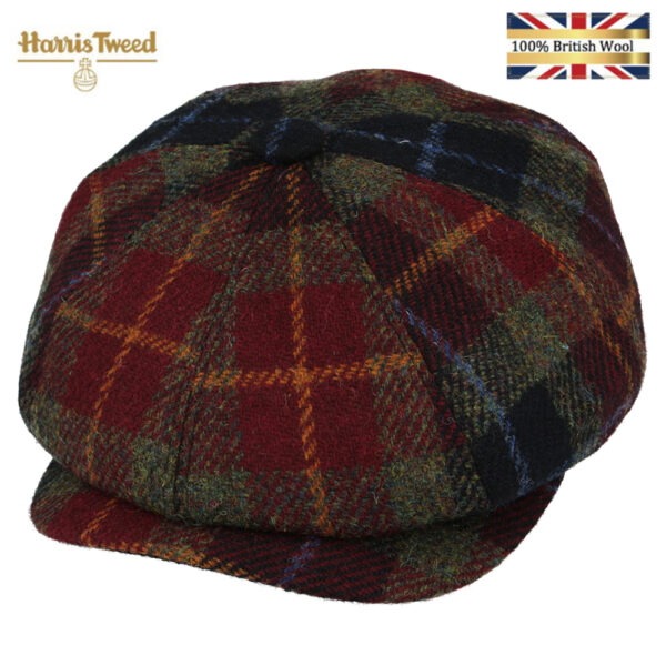 Gladwin Bond Harris Tweed Wool Newsboy Cap - Burgundy