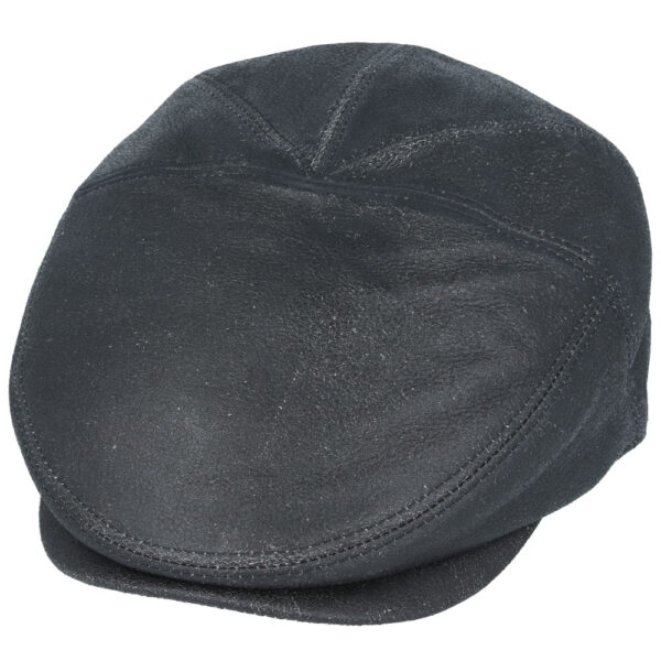 Gladwinbond Sheep Skin Leather Flat Cap - Black