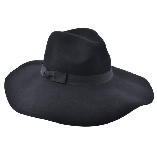 Maz Wide Brim Wool Felt Floppy Hat Black