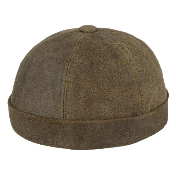 Gladwin Bond Leather Suede Docker Rolled Cuff Retro Brimless Hats