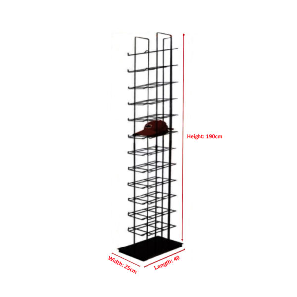 Maz Durable Baseball & Snapback Caps Metal Rack Display Stand With 12 Tier - Multi Purpose