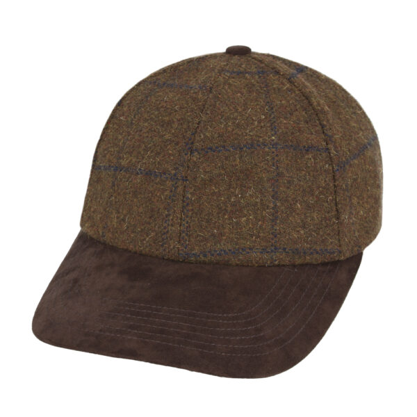Checked Tweed Suede Baseball Cap