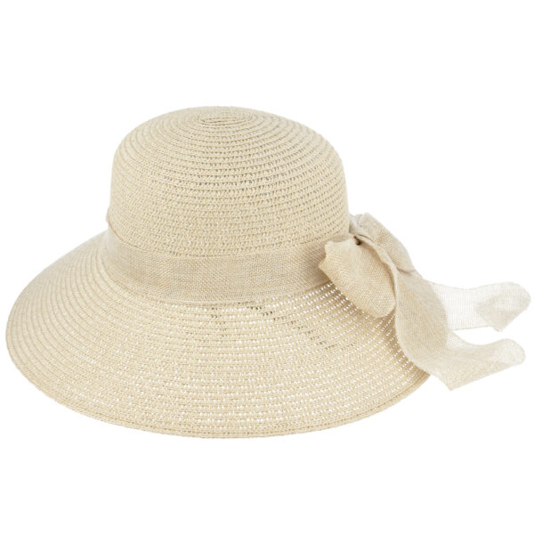 Women's Vintage 1950s Paper Straw Wide Brim Floppy Hat With Matching Band