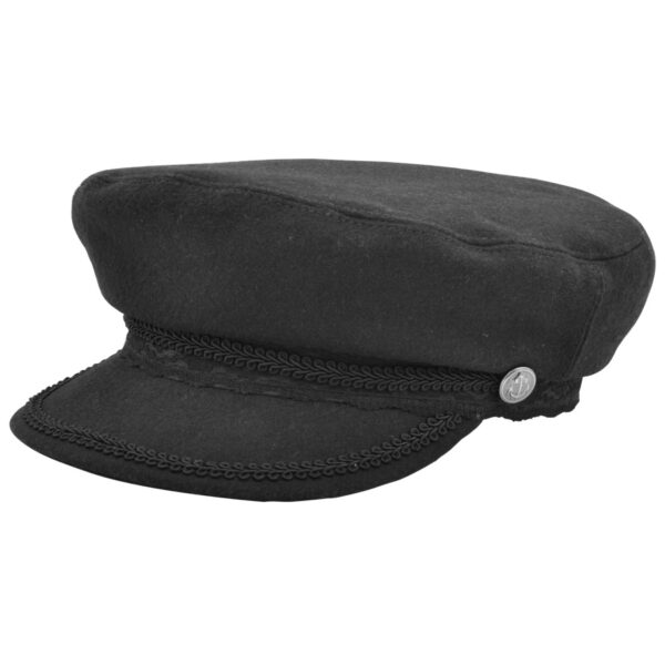 Maz Wool Felt Breton Fisherman Fiddler Cap - Black