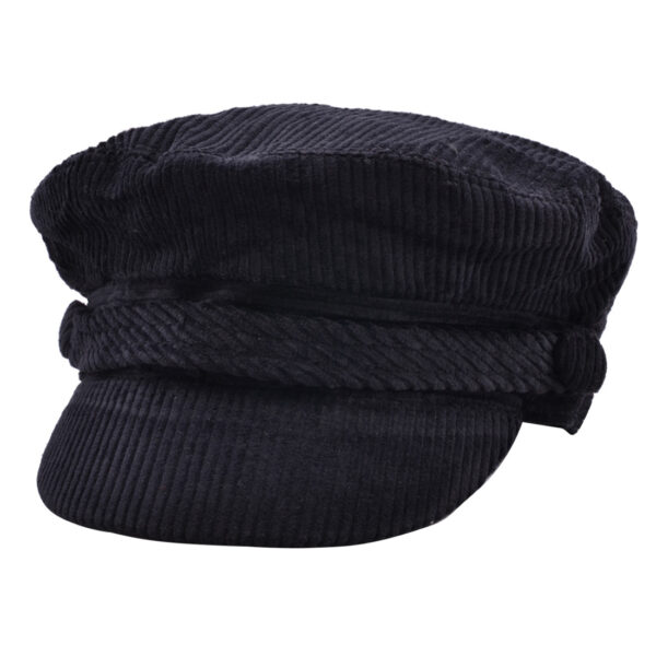 G&H Corduroy Breton Fisherman Fiddler Caps - Black