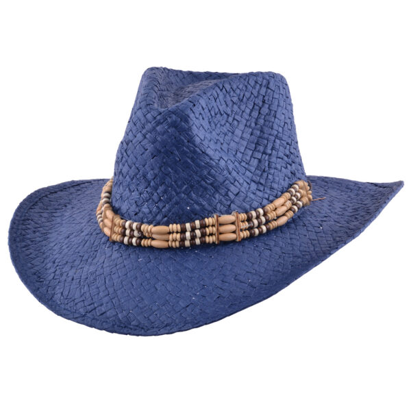 Paper Straw Cowboy Hat - Navy