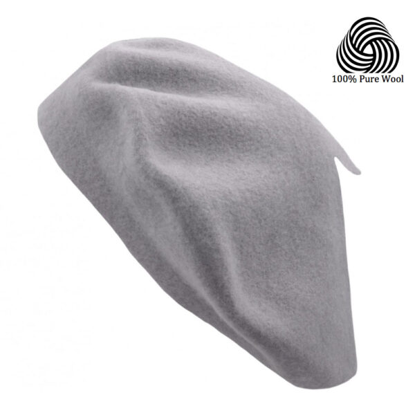 Maz 100% Pure Wool Beret - Grey