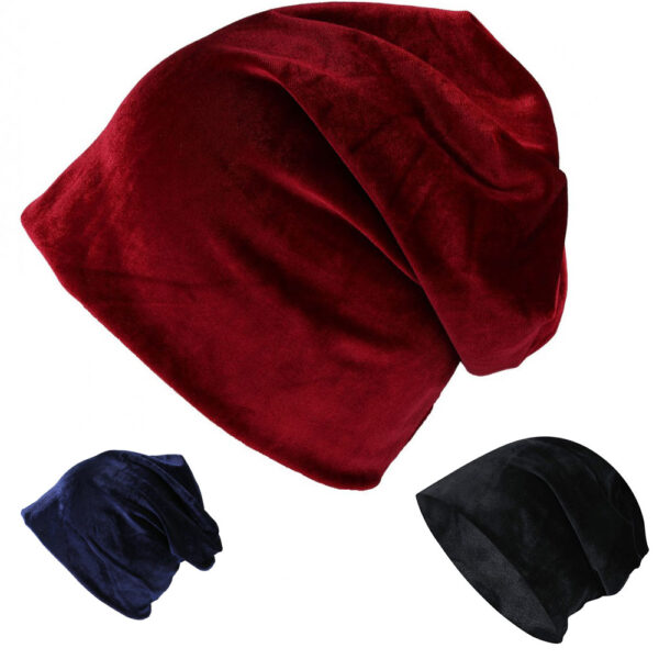 Carbon212 Velvet Long Beanies - Black-Blue-wine