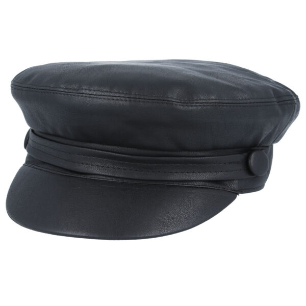 G&H Leather Look Breton Fisherman Fiddler Caps - Black
