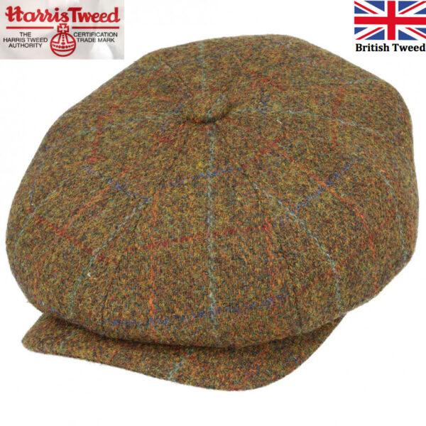 Gladwin Bond Harris Tweed Wool Newsboy Cap - Green