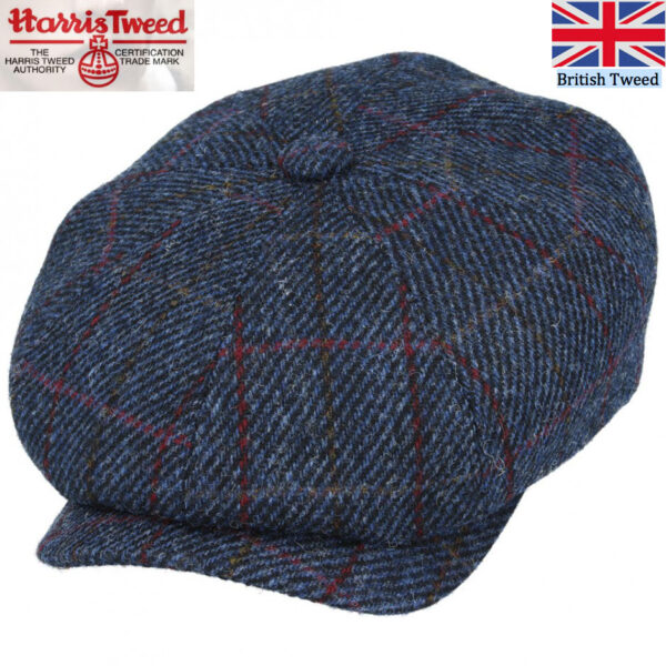 Gladwin Bond Harris Tweed Wool Newsboy Cap - Navy