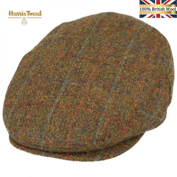 Gladwin Bond Harris Tweed Wool Flat Cap - Green