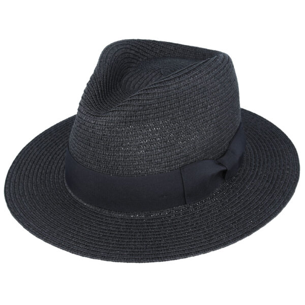 Summer Paper Straw Fedora Hat - Black