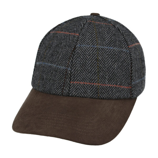 Herringbone Checked With Suede Peak Baseball Cap