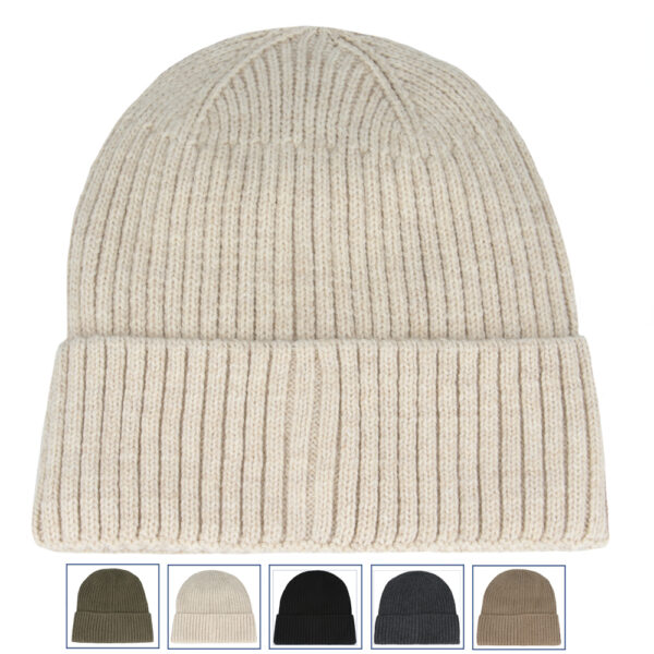 Skull Ribbed Knit Trawler Beanie - Assorted Colours