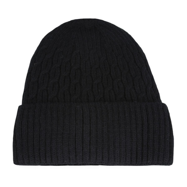 Cable Knit Trawler Beanie - Black