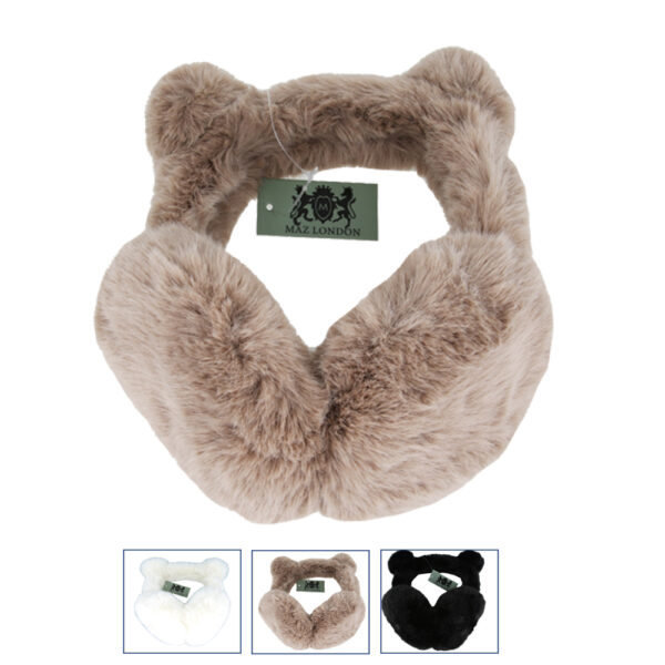 Foldable Faux Fur Earmuffs With Pom Pom - Assorted Colours