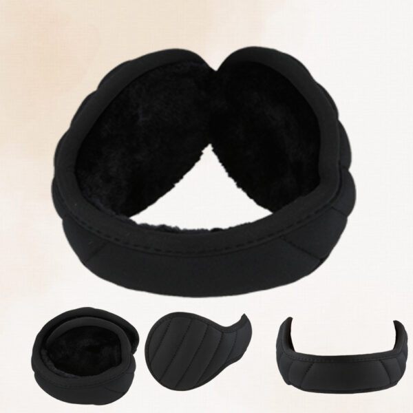 Unisex Ear Muffs Ear Covers, Behind the Head Adjustable Foldable - Black