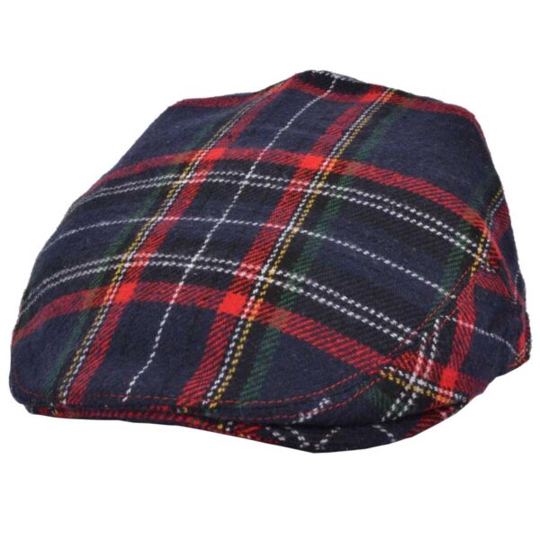 G&H Scottish Tartan Flat Cap - Navy