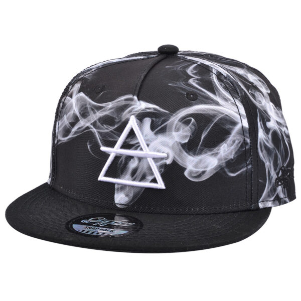 Carbon212 Air Sign Smoke Print Snapback Caps - Black