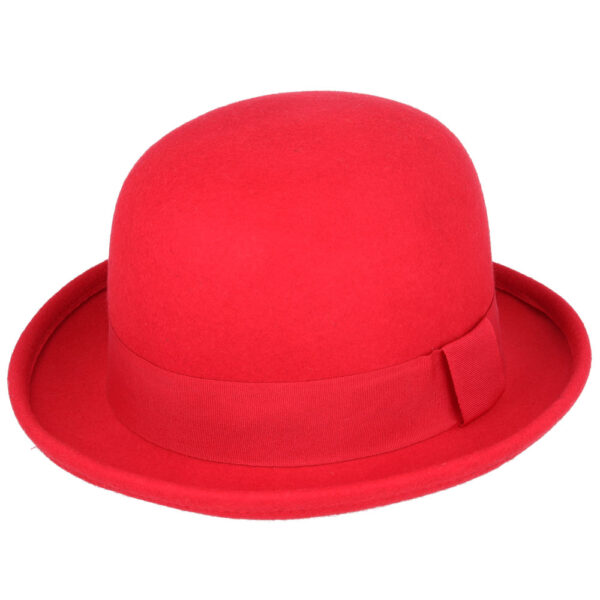 Soft Crushable Wool Bowler Hat - Red