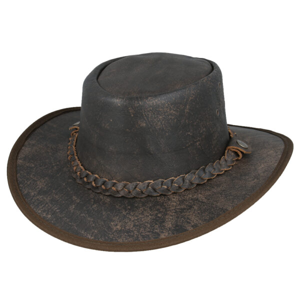 Gladwin Bond Genuine Crushable Aussie Leather Western Outback Cowboy Hat - Khaki/Brown