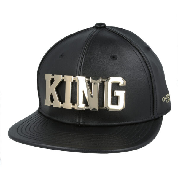 Carbon 212 King Leather Look Metal Logo Snapback Cap - Gold