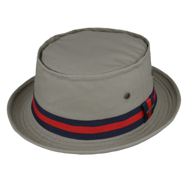 Gladwin Bond Classic Strip Band Pork Pie Cloth Hat - Beige