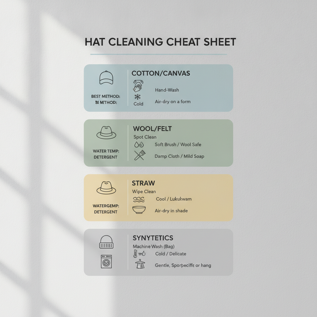 Hat Cleaning Cheat Sheet: By Material