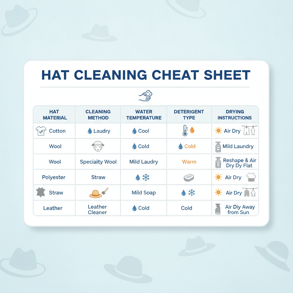Hat Cleaning Cheat Sheet: Material & Method